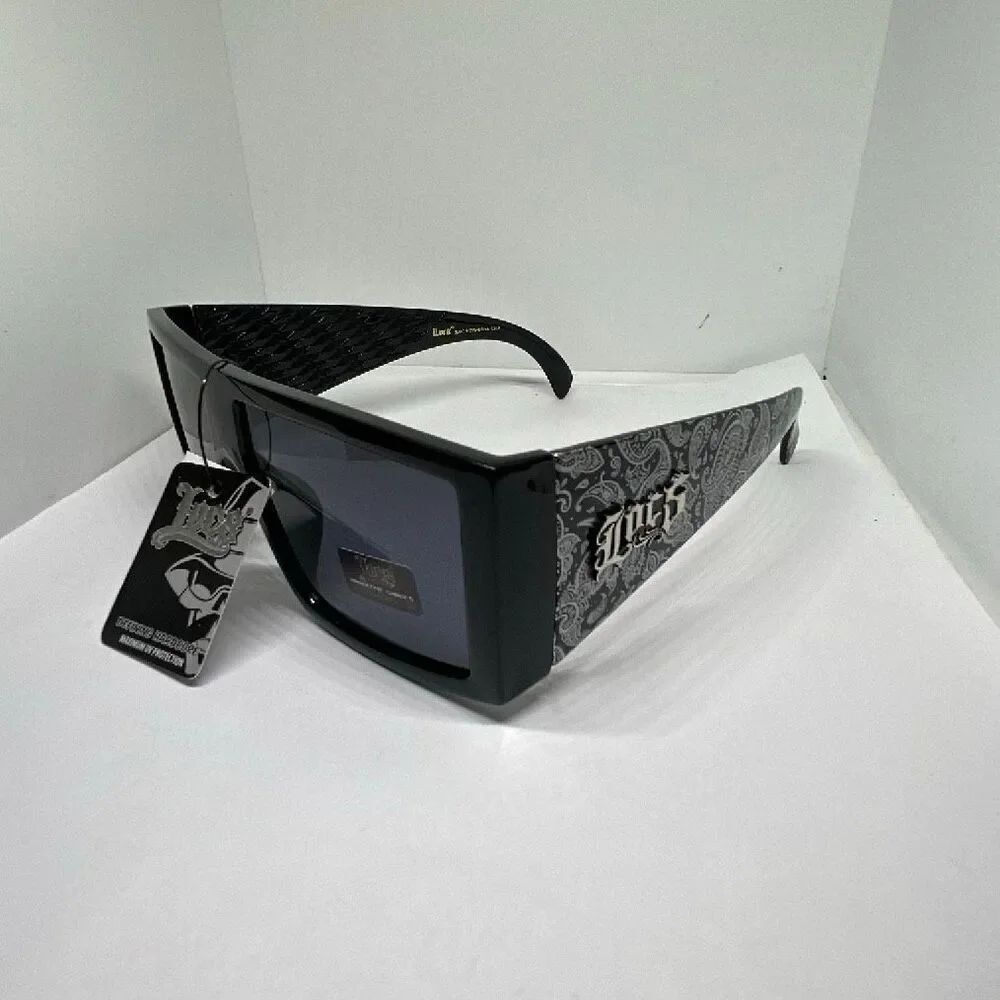 Locs Oversized Square Sunglasses UV400 Paisley Temple Design Bandanna